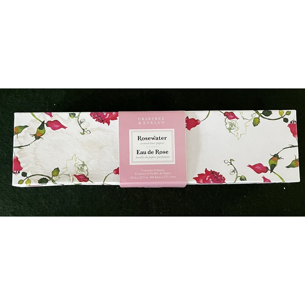 Vintage Crabtree & Evelyn ROSEWATER Drawer Liners 8 Sheet Full Box